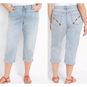 Lane Bryant‎ Boyfriend Capri Jeans Rainbow Pockets Mid-Rise Flex Size 3XL